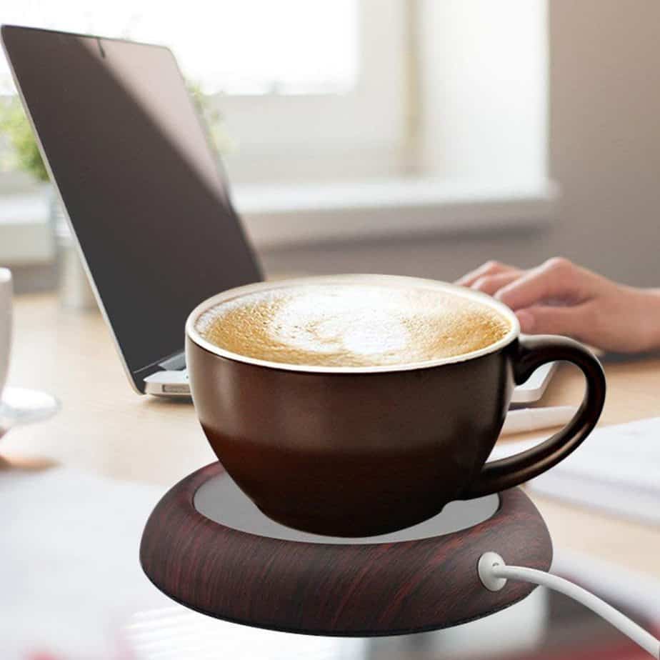tazza da caffè riscaldata tramite USB per la scrivania di casa e ufficio Cabilock scaldavivande a ciambella caffè giallo 